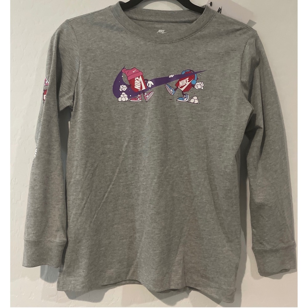 Nike Girls T- Shirt Small Youth Long Sleeve Tee Graphic Crew Neck Snowball NWT